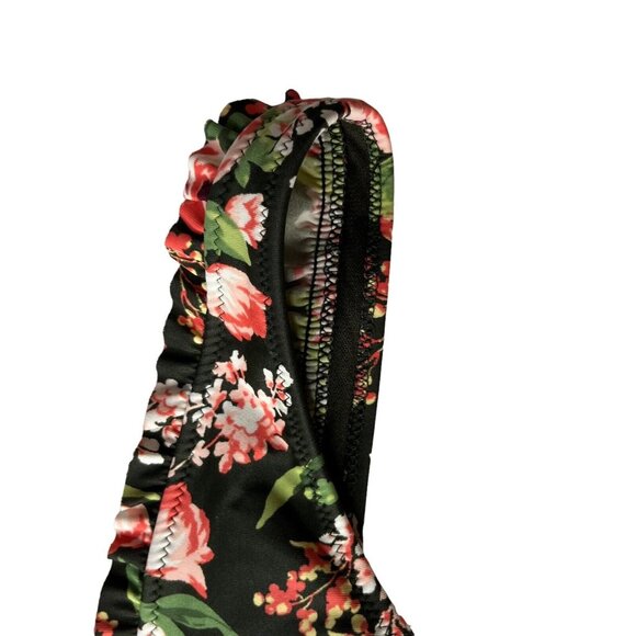 Mossimo Bralette Size Small Black Green Pink Floral Ruffles Padded - Picture 3 of 7